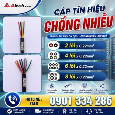 Cáp Tín Hiệu Chống Nhiễu 0.22mm² – 2, 4, 6, 8 Lõi – Ruột Đồng ALTEK KABEL Cáp Tín Hiệu Chống Nhiễu 0.22mm² – 2, 4, 6, 8 Lõi – Ruột Đồng ALTEK KABEL