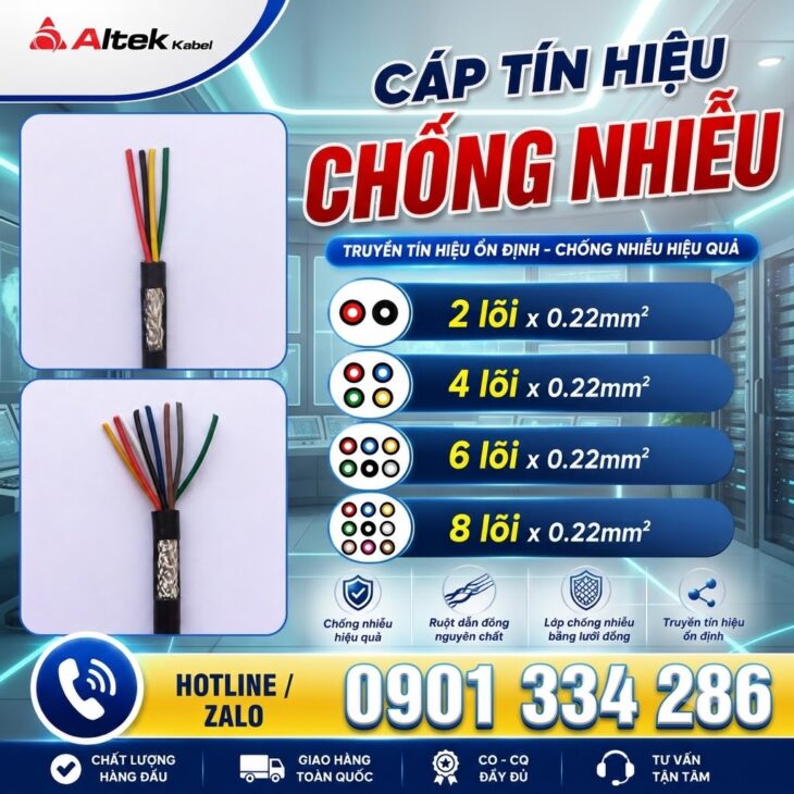 Cáp Tín Hiệu Chống Nhiễu 0.22mm² – 2, 4, 6, 8 Lõi – Ruột Đồng ALTEK KABEL