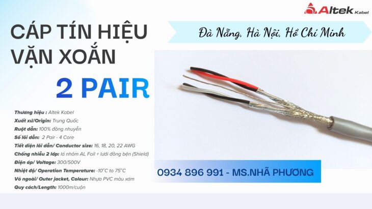 Cáp vặn xoắn 2 Pair 18 AWG – Có sẵn kho Hà Nội, Bắc Ninh, Hưng Yên
