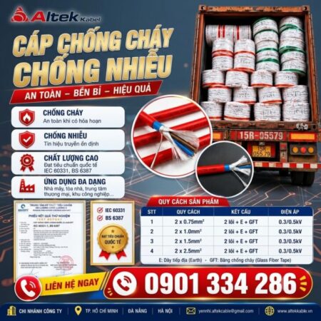 Cáp Chống Cháy Chống Nhiễu 2×2.5mm² ALTEK KABEL