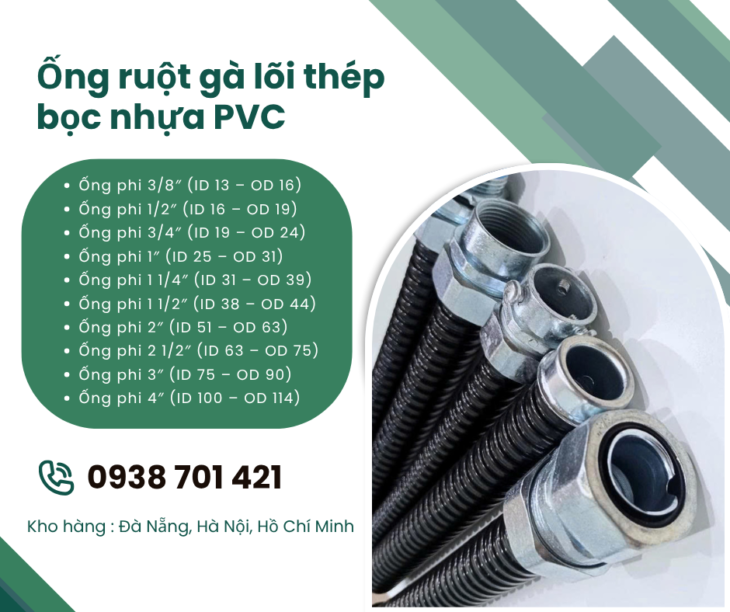 Ống ruột gà lõi thép bọc nhựa PVC – Giải pháp bảo vệ dây điện linh hoạt Phú Yên, Huế
