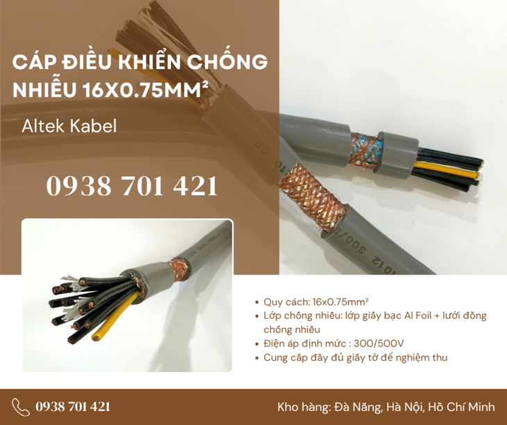 Cáp điều khiển chống nhiễu 16×0.75mm² Altek Kabel Quảng Trị, Huế, Nghệ An