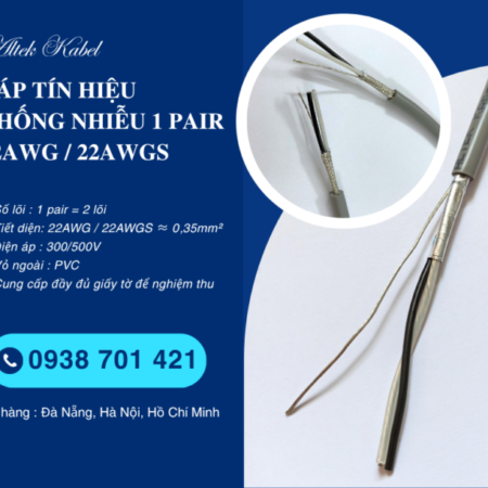 Cáp tín hiệu chống nhiễu 1 Pair 22AWG/22AWGS Altek Kabel – Cáp tín hiệu xoắn đôi 2 lõi