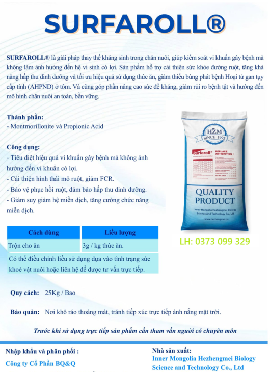 SURFAROLL® – MONTMORILLONITE HỖ TRỢ KIỂM SOÁT AHPND