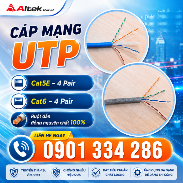 Cáp Mạng UTP 100% Đồng CAT5E CAT6 – ALTEK KABEL