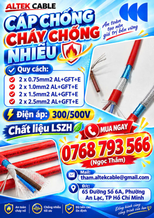 CẦN BÁN Cáp Chống Cháy Chống Nhiễu Altek Kabel – LSZH Giảm Khói, Chống Nhiễu Hiệu Qủa