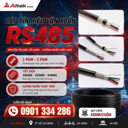 Cáp Tín Hiệu Vặn Xoắn RS485 Chống Nhiễu Ruột Đồng ALTEK KABEL Cáp Tín Hiệu Vặn Xoắn RS485 Chống Nhiễu Ruột Đồng ALTEK KABEL