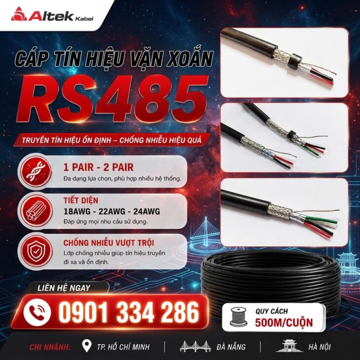 Cáp Tín Hiệu Vặn Xoắn RS485 Chống Nhiễu Ruột Đồng ALTEK KABEL