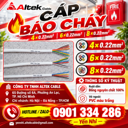 Cáp Báo Cháy Ruột Đồng 0.22mm² 4, 6, 8 Lõi ALTEK KABEL
