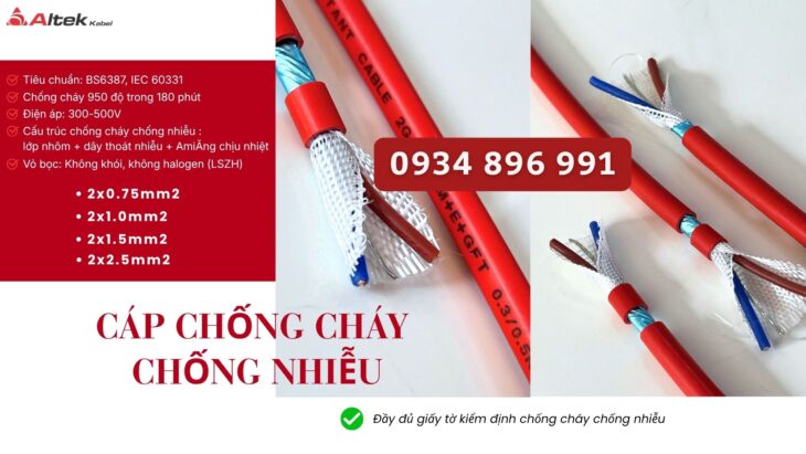 Cáp Chống Cháy Chống Nhiễu 2×1.0mm² – Phân Phối Bắc Ninh, Bắc Giang, Hưng Yên