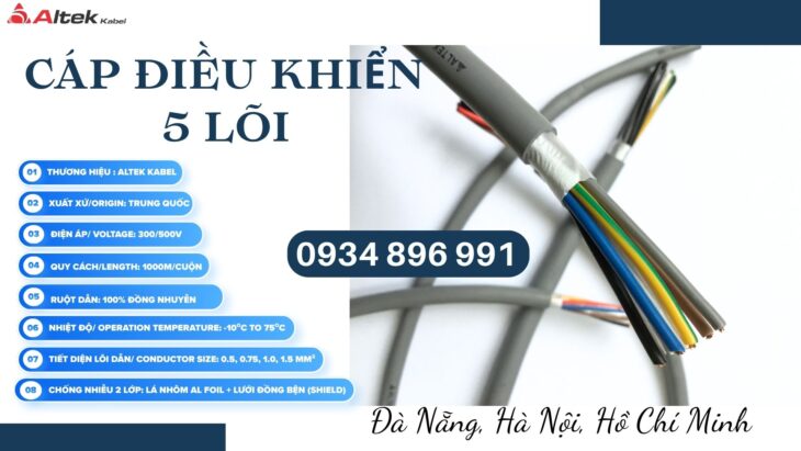 Cáp Điều Khiển 5×1.0, 5×1.5, 5×0.75, 5×0.5 Hà Nội, Bắc Ninh, Hưng Yên Giao Ngay