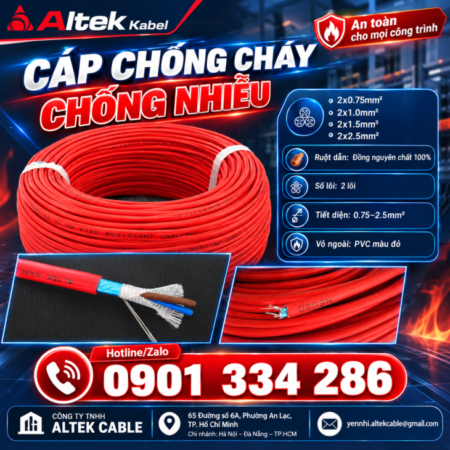 Cáp Chống Cháy Chống Nhiễu 2×0.75mm² ALTEK KABEL Cáp Chống Cháy Chống Nhiễu 2×0.75mm² ALTEK KABEL