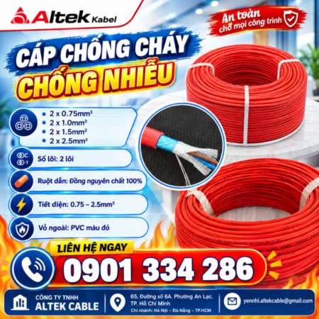 Cáp Chống Cháy Chống Nhiễu 2×1.0mm² ALTEK KABEL