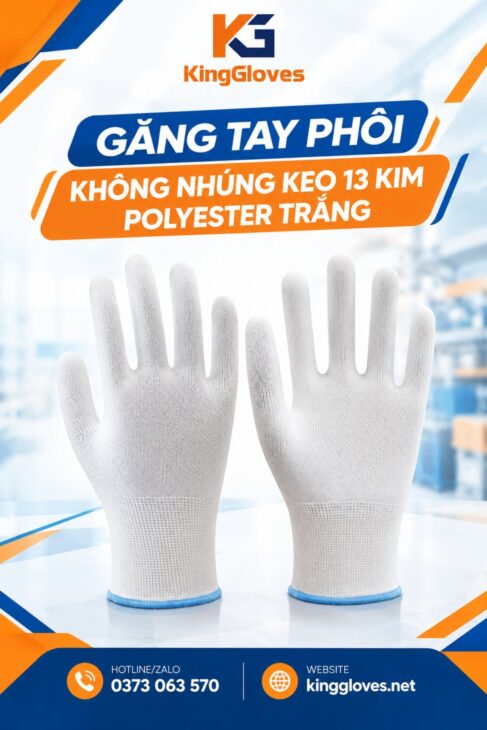Găng Tay Phôi Không Nhúng Keo 13 Kim Polyester Trắng – Nhẹ, Dễ Thao Tác