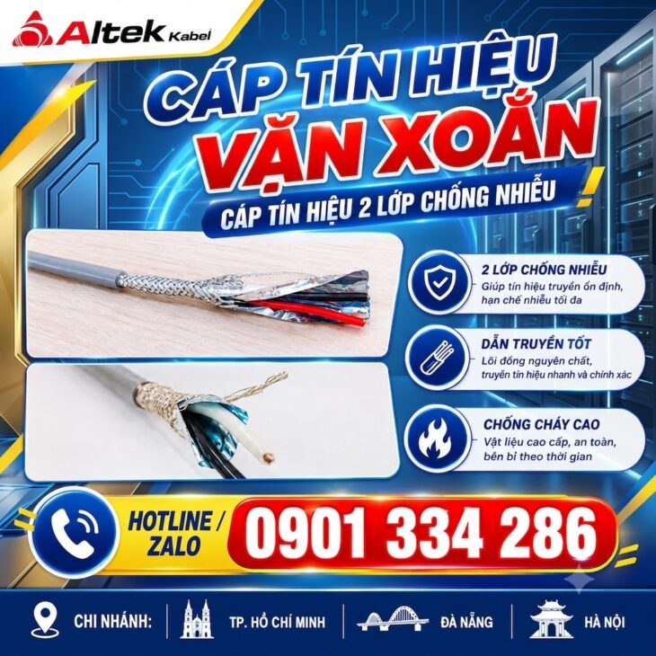 Cáp Tín Hiệu Vặn Xoắn 2 Lớp Chống Nhiễu 1 Pair 16 AWG ALTEK KABEL