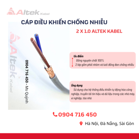 Cáp chống nhiễu 2×1.0 Altek Kabel Cáp chống nhiễu 2×1.0 Altek Kabel