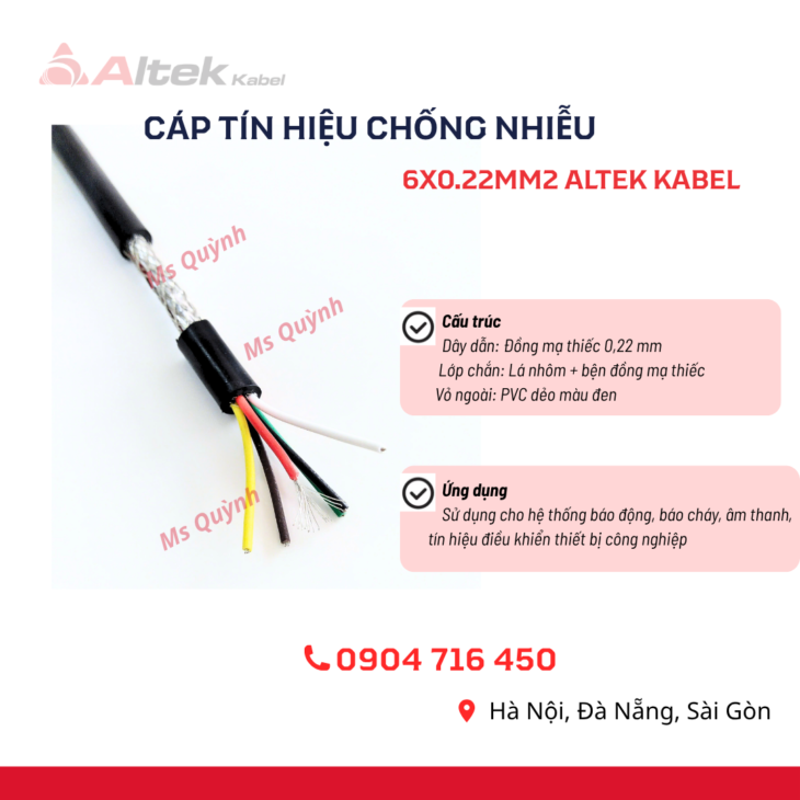 Cáp tín hiệu chống nhiễu 6×0.22 mm2 Altek Kabel