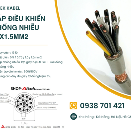 Cáp điều khiển chống nhiễu 16×1.5mm² Altek Kabel SH-11516 –Cáp điều khiển 16 lõi có lưới chống nhiễu