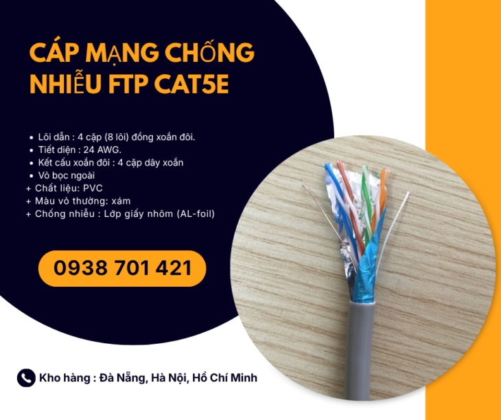 Cáp Mạng Chống Nhiễu FTP Cat5e – Cáp Mạng Có Lớp Chống Nhiễu sẵn Đà Nẵng