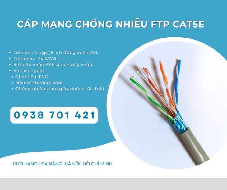 Cáp Mạng Chống Nhiễu FTP Cat5e – Cáp Mạng Có Lớp Chống Nhiễu sẵn Đà Nẵng