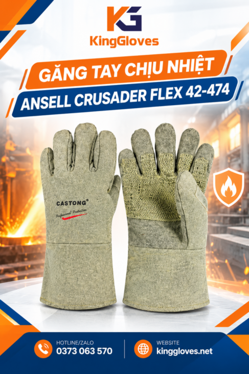 Găng Tay Chịu Nhiệt Crusader Flex 42-474 Ansell – Giải Pháp Cho Công Việc Với Vật Thể Nóng