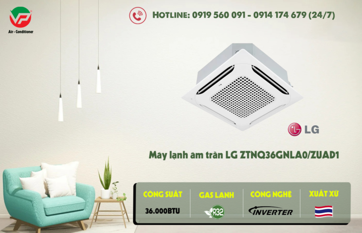 Chuyên bán giá cực rẻ Máy lạnh âm trần LG ZTNQ36 chất lượng