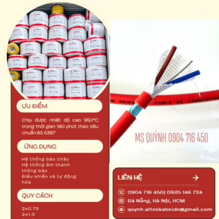 Cáp chống cháy chống nhiễu Altek Kabel 950 độ 180 phút BS6387