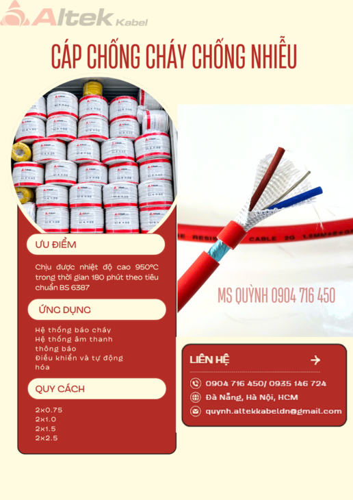 Cáp chống cháy chống nhiễu Altek Kabel 950 độ 180 phút BS6387