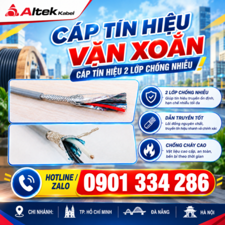 Cáp Tín Hiệu Vặn Xoắn 2 Lớp Chống Nhiễu 1 Pair 16 AWG, 2 Pair 16 AWG, 3 Pair 16 AWG ALTEK KABEL