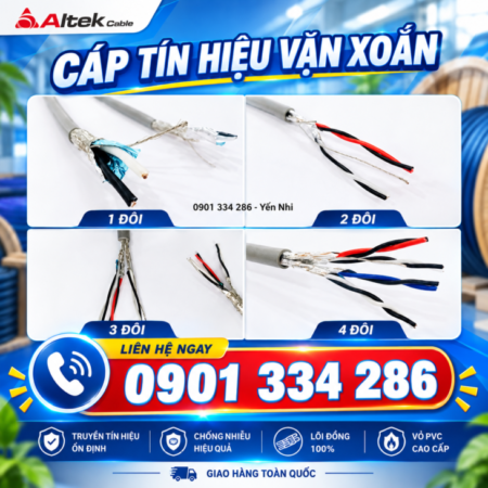Cáp Tín Hiệu Vặn Xoắn 1 Lớp Chống Nhiễu 1 Pair 16 AWG, 2 Pair 16 AWG, 3 Pair 16 AWG ALTEK KABEL