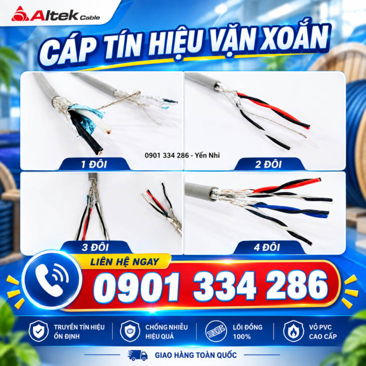 Cáp Tín Hiệu Vặn Xoắn 1 Lớp Chống Nhiễu 1 Pair 16 AWG, 2 Pair 16 AWG, 3 Pair 16 AWG ALTEK KABEL